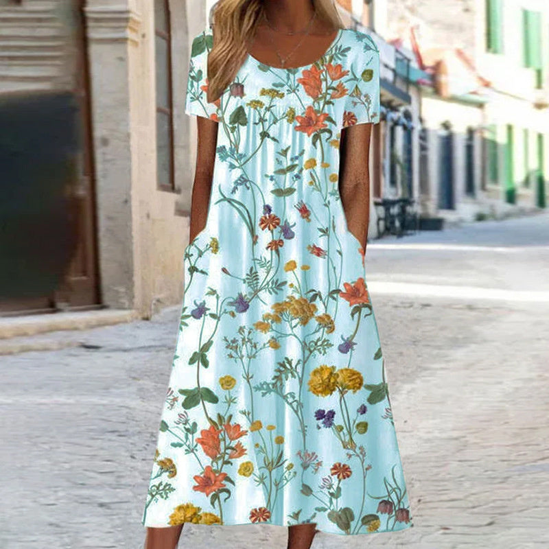 Isabella™ - Boho Floral Kleid wit Bauchabdeckung