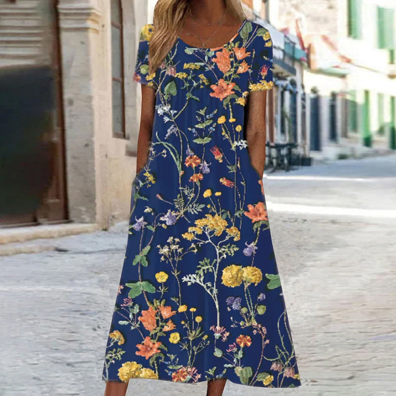 Isabella™ - Boho Floral Kleid wit Bauchabdeckung