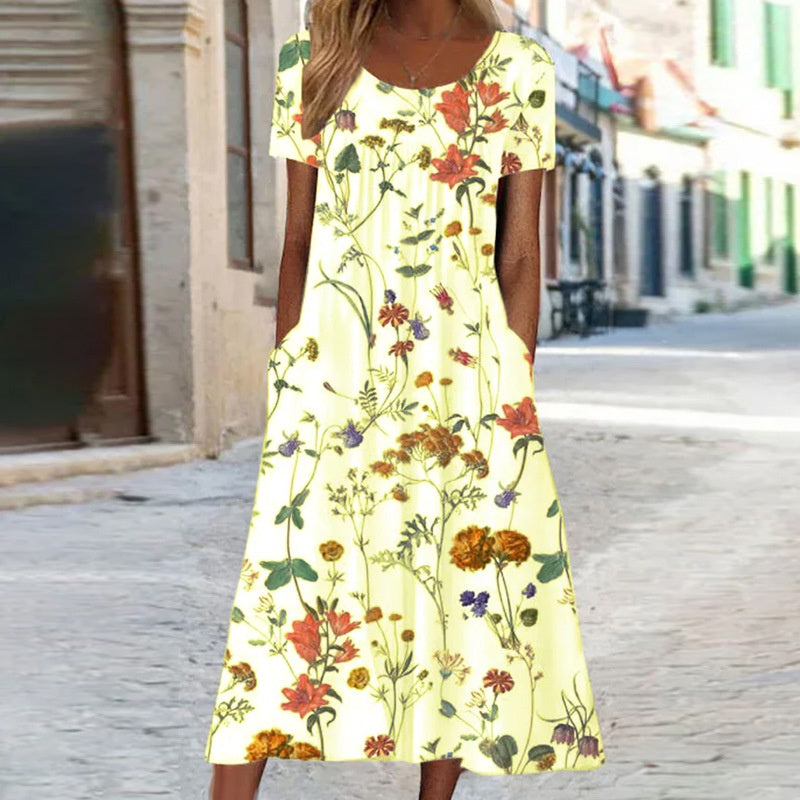 Isabella™ - Boho Floral Kleid wit Bauchabdeckung