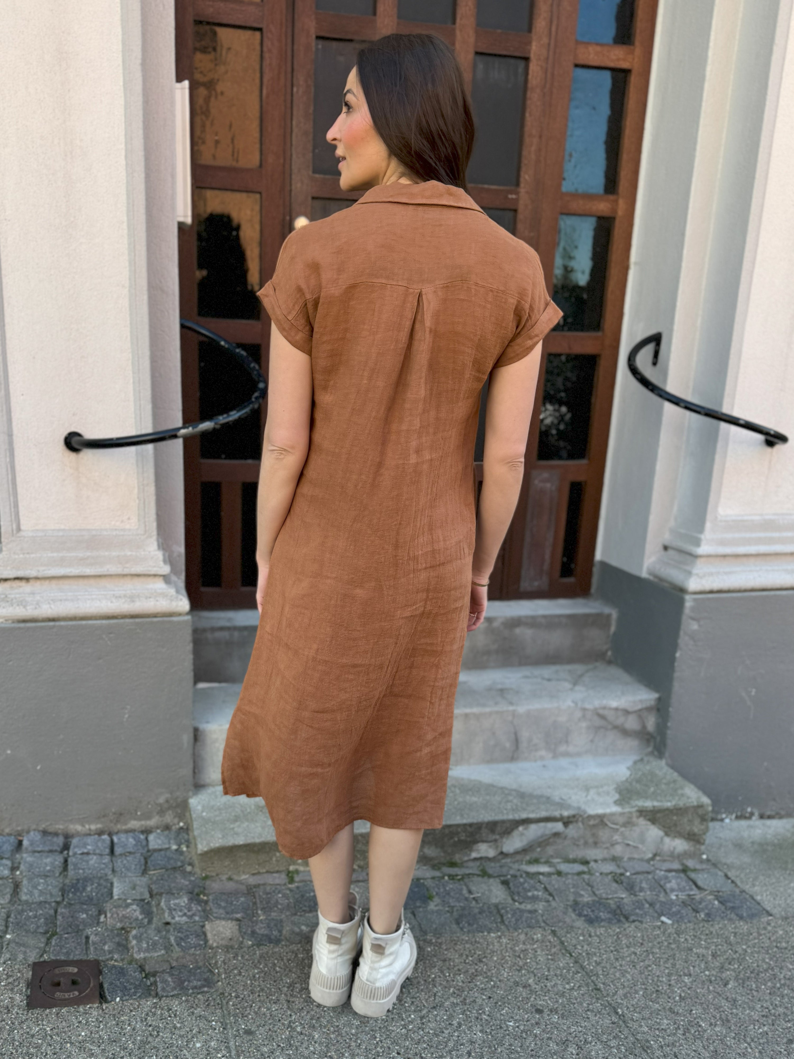 POLETTE Linen Dress - Mocca Mousse