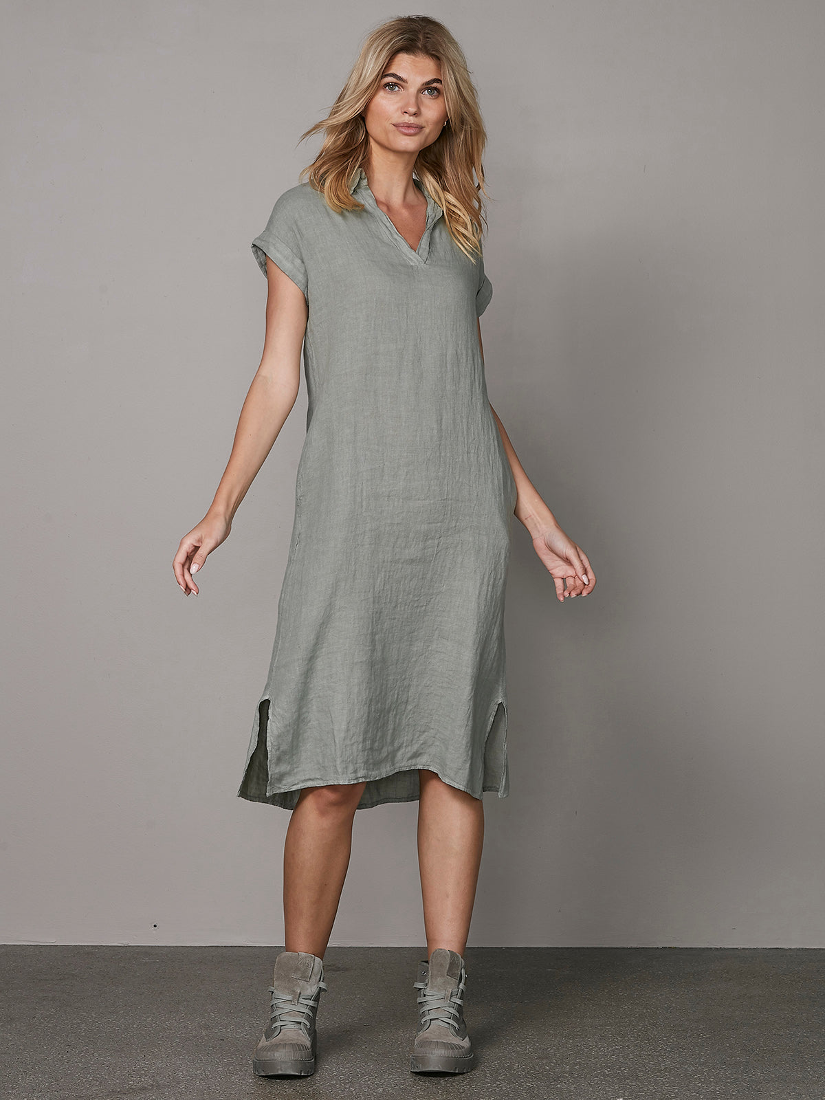 POLETTE Linen Dress - Army