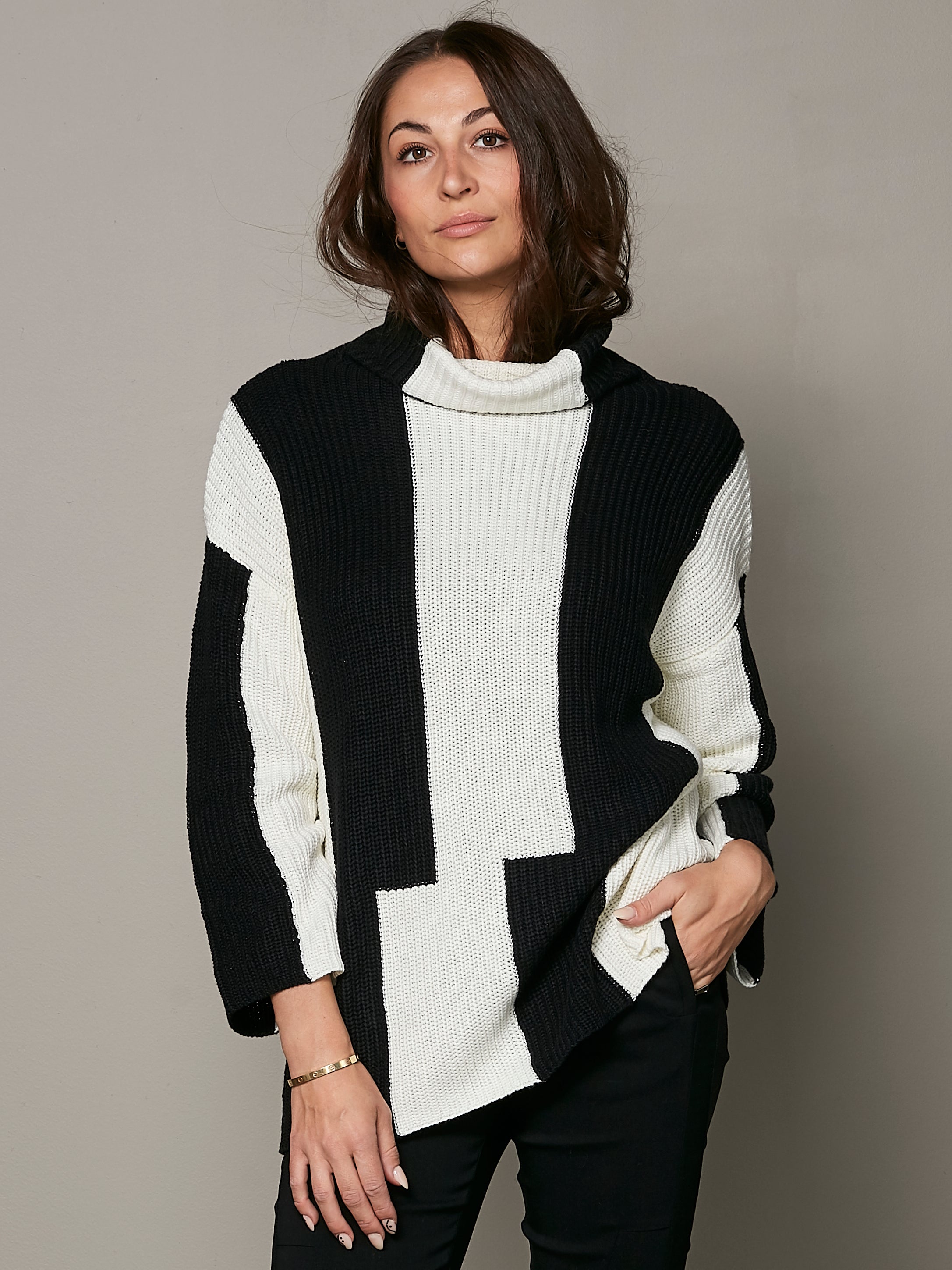 VIRNA knitted blouse - Black mix