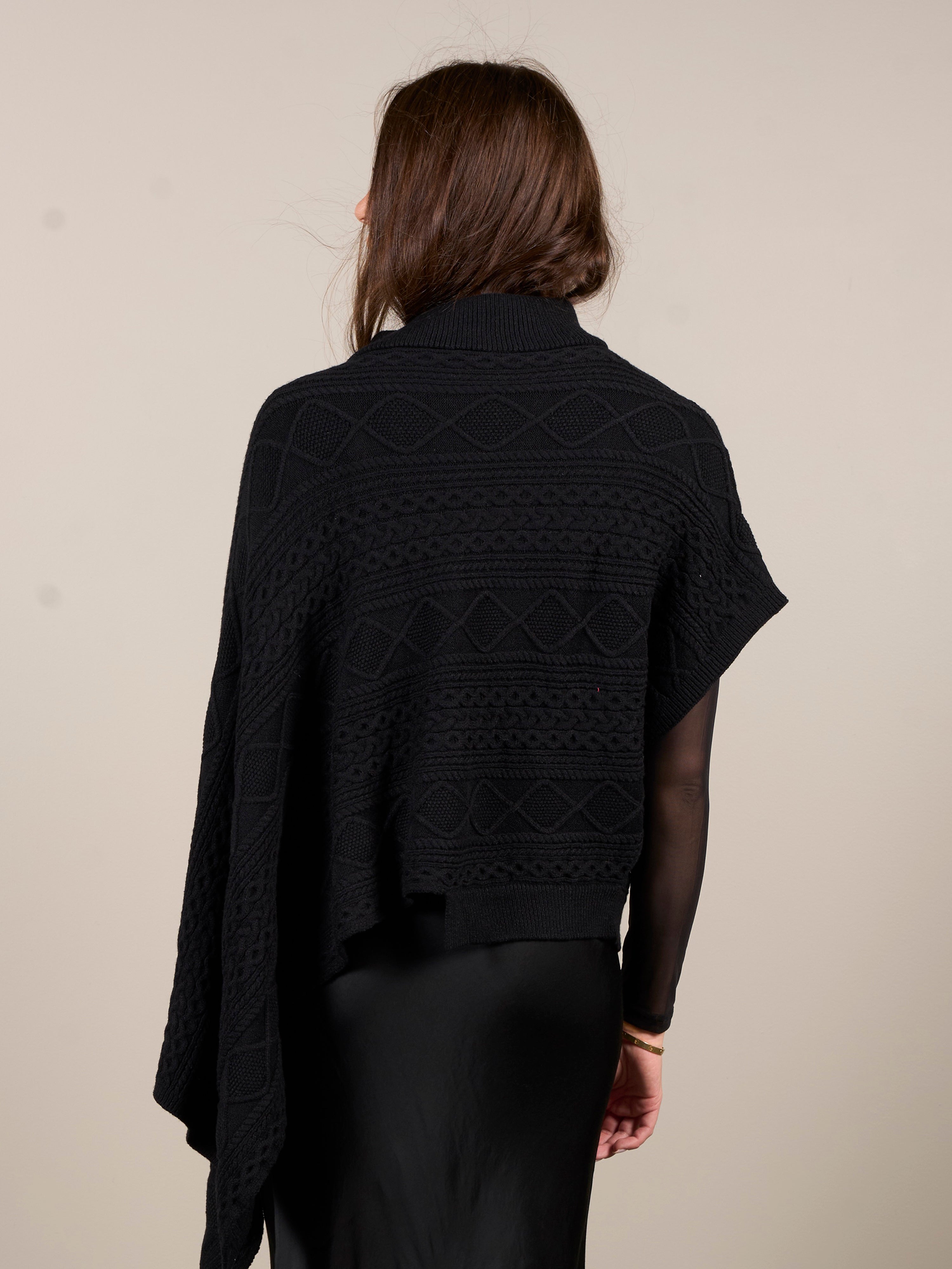 VILNA knit poncho - Black