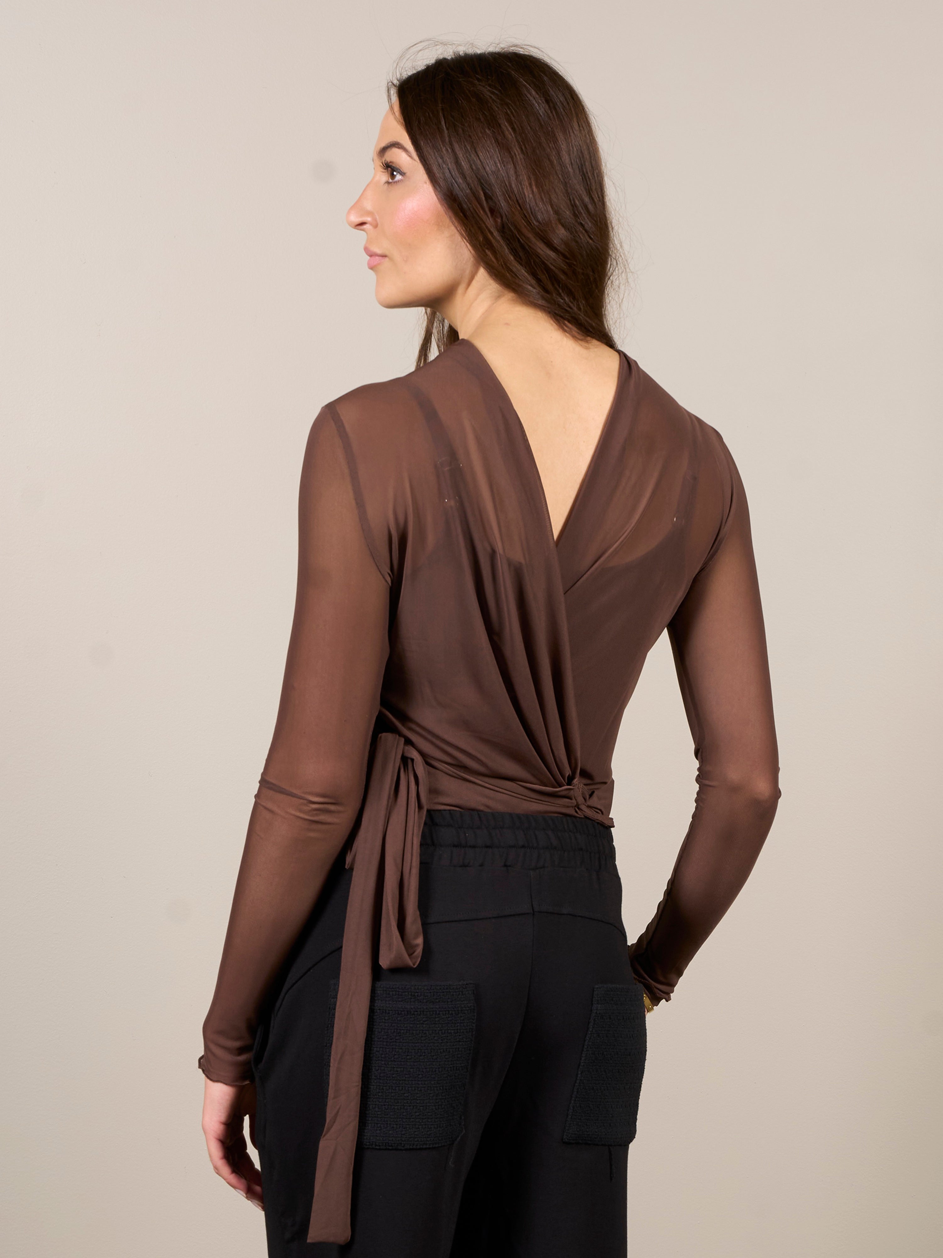 VINJA mesh cardigan - Dark Brown